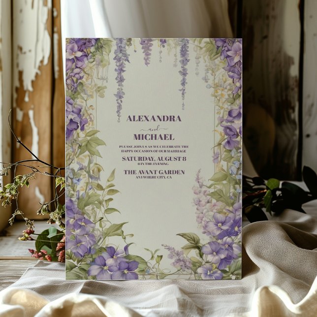 Invitación Moda Wisteria Lilac Floral Vela Boda único (Subido por el creador)