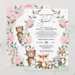 Invitación Moda Woodland Baby Shower Por Correo Rubor Floral