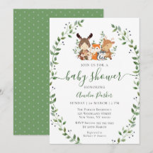 Moda Woodland Greenery Forest Animals Baby Shower