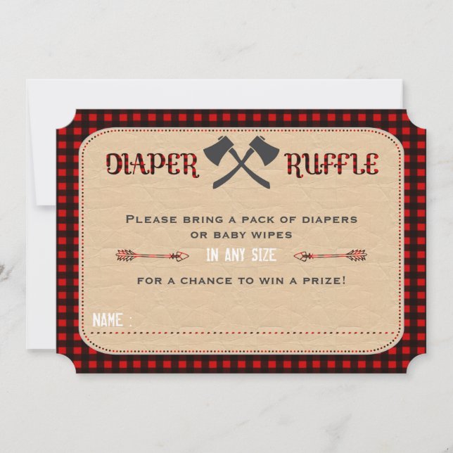 Invitación Moda Woodland Lumberjack Boy Diaper Raffle Ticket (Anverso)