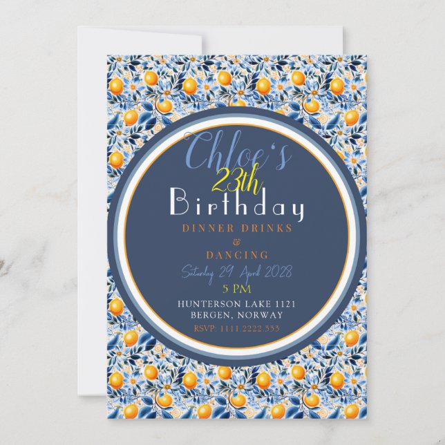 Invitación Moda Y Aniversario Detallado De La Marina Azul Y C (Anverso)