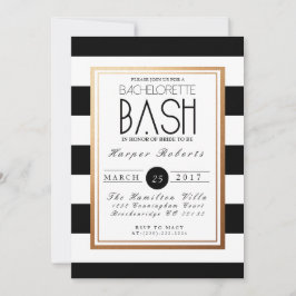 Invitación Moda y Bachelorette Bash formal | Oro y negro
