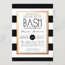 Invitación Moda y Bachelorette Bash formal | Oro y negro