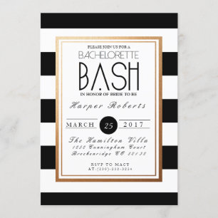 Invitación Moda y Bachelorette Bash formal   Oro y negro