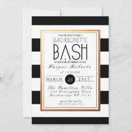 Invitación Moda y Bachelorette Bash formal | Oro y negro