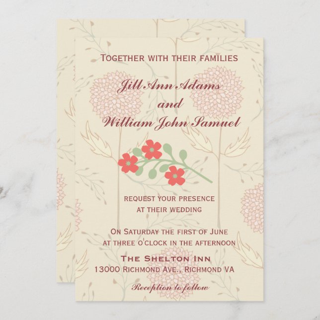 Invitación Moda y Boda floral (Anverso / Reverso)