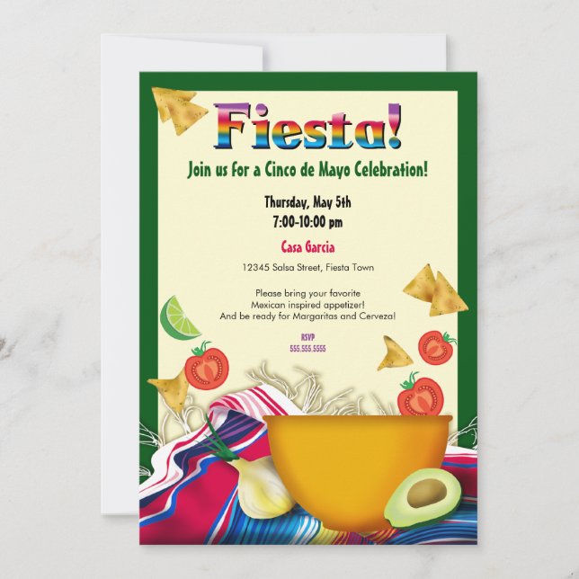 Invitación Moda y diversión: Fiesta Mexicana invitada (Anverso)