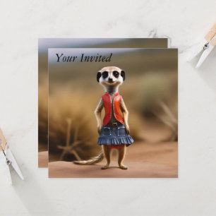 Invitación Moda y estilo: Chica de Meerkat en falda y chaquet