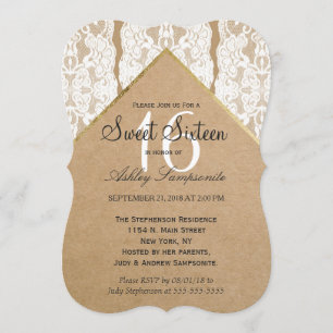 Invitación Moda y papel blanco, oro y papel reciclado