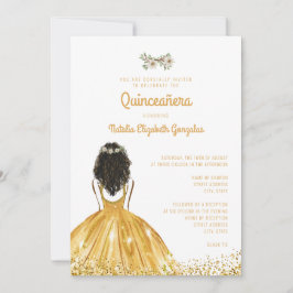 Invitación Moda Yellow Gold Princess Vestido 15 Quinceañera
