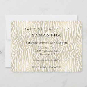 Invitación Moda Zebra dorada Imprimir ducha de bebé