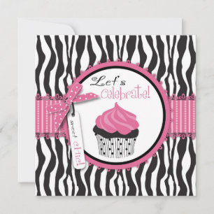 Invitación Moda Zebra Imprimir tarta Cumpleaños