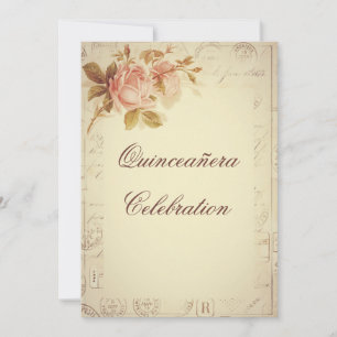 Invitación Modas de la Vintage Paris postmarks Rosas Quincea