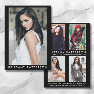 Invitación Model Actor 5x7 Comp Card 4 Photo Back Blk