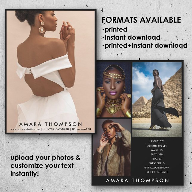 Invitación Model Actor Modeling Comp Card 4 Photo Black (Model Actor Modeling Comp Card 4 Photo Black)