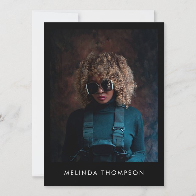 Invitación Model Actor Modeling Comp Card 5 Photo Black (Anverso)