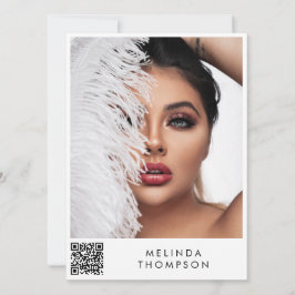 Invitación Modelado elegante Comp Card 5 Photo QR Código Blan