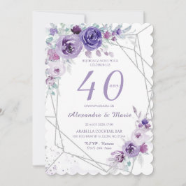 Invitación Modèle Anniversario 40 ans Couleur Lavande