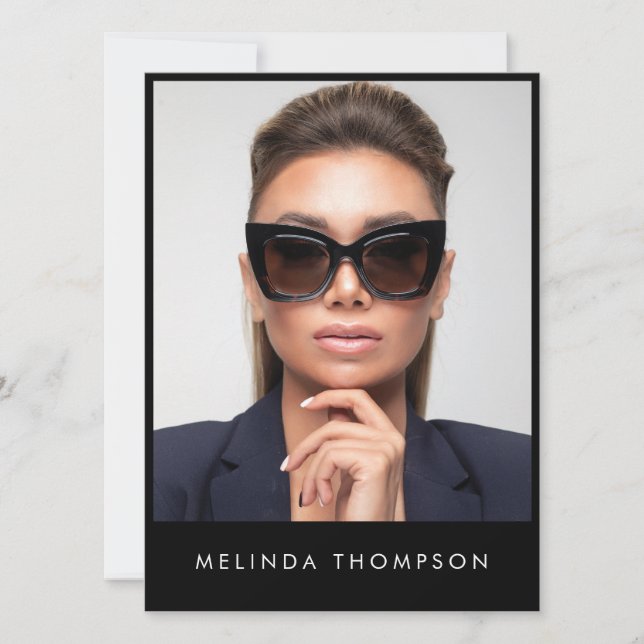 Invitación Modelo Actor Modelado Comp Card 5 Foto Negro (Anverso)