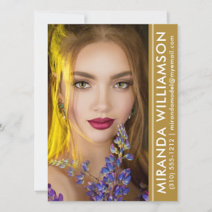 Invitación Modelo Actor Photo Pro Comp Card Amber Stripe