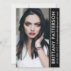 Invitación Modelo Actor Photo Pro Comp Card Black Stripe