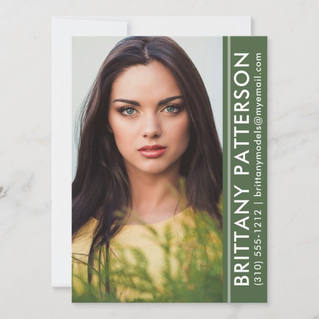 Invitación Modelo Actor Photo Pro Comp Card Green (Anverso)