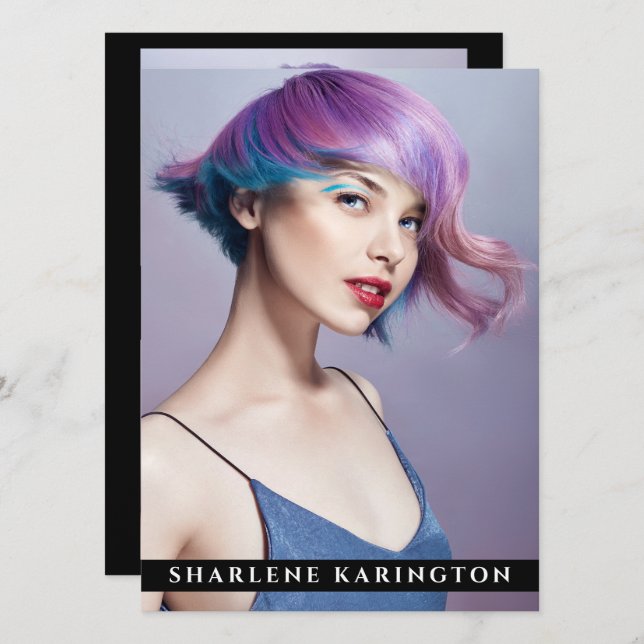 Invitación Modelo Actor Pro Comp Card 3 Photo Back Black (Anverso / Reverso)