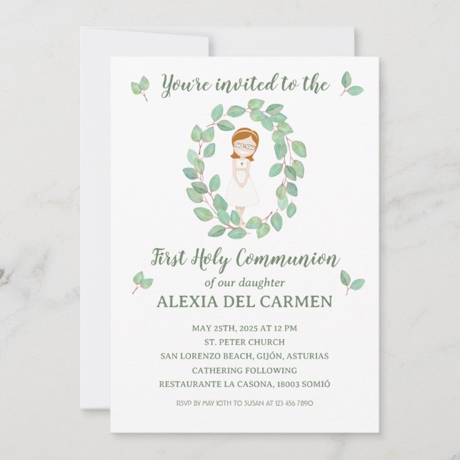Invitación modelo Alexia Primera Comunión (Anverso)