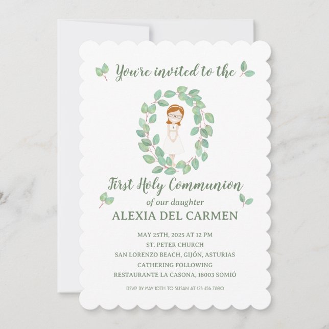Invitación modelo Alexia Primera Comunión (Anverso)