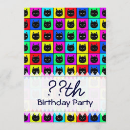 Invitación Modelo cuadrado del gato del arco iris