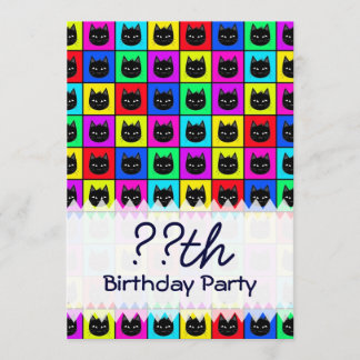 Invitación Modelo cuadrado del gato del arco iris