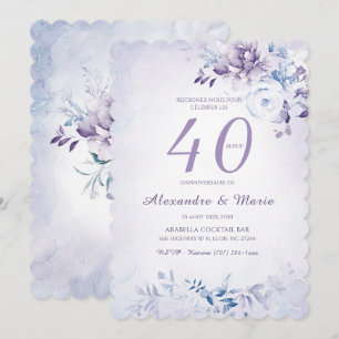 Invitación Modelo Cumpleaños 40 años Color Lavanda