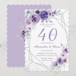 Invitación Modelo Cumpleaños 40 años Color Lavanda