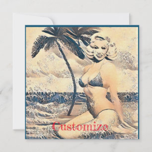 Invitación Modelo de bikini rubio de rodilla Thunder_Cove