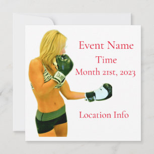 Invitación Modelo de fitness femenino boxeo Thunder_Cove