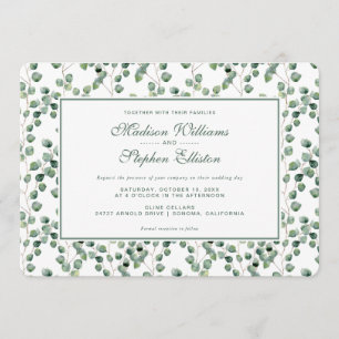 Invitación Modelo de la hoja del eucalipto de la acuarela -