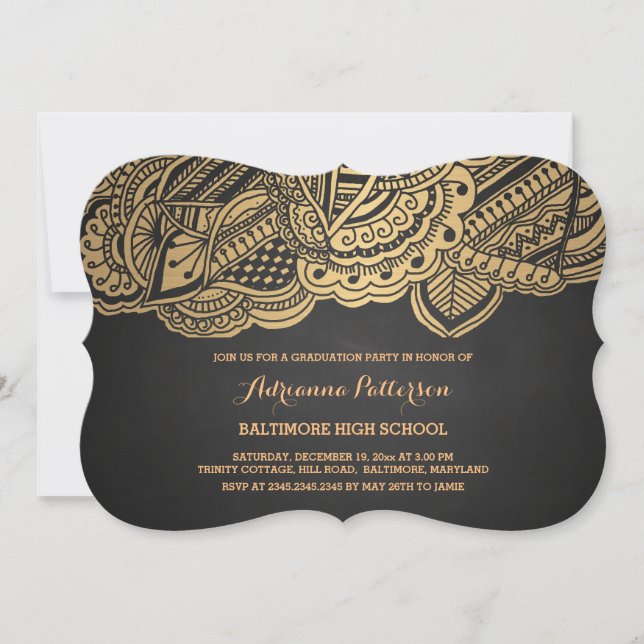 Invitación Modelo de la mandala del oro de la pizarra del (Anverso)