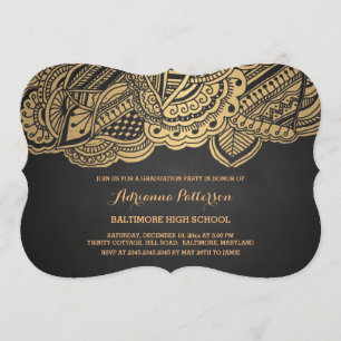 Invitación Modelo de la mandala del oro de la pizarra del