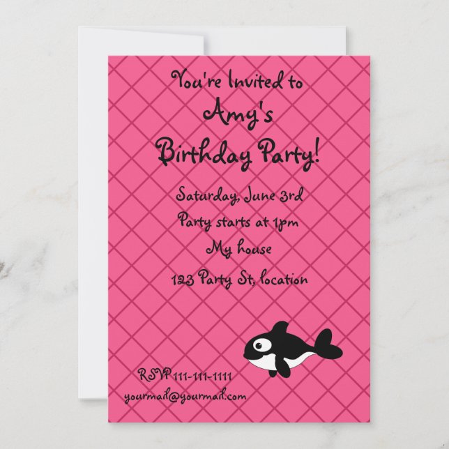 Invitación Modelo de rejilla conocido personalizado del rosa (Anverso)