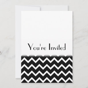 Invitación Modelo de zigzag blanco y negro. Llano de la parte