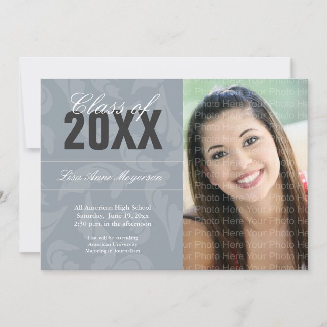 Invitación Modelo elegante de los rizos: Plata (Anverso)