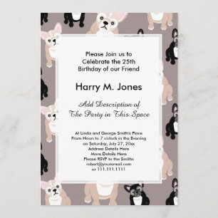 Invitación Modelo lindo del perrito del bulldog francés
