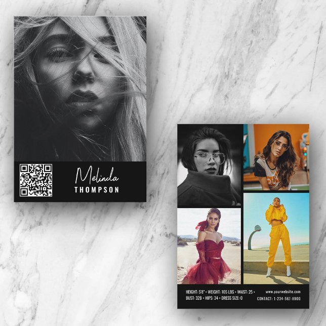 Invitación Modelo moderno Comp Card 5 Photo QR Code Negro (Subido por el creador)