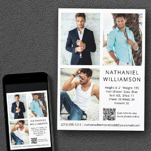 Invitación Modelo moderno Pro Actor QR Código QR 3 Fotos Tarj