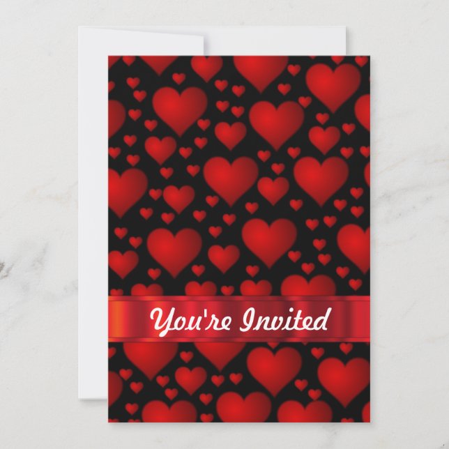 Invitación Modelo rojo del corazón del amor (Anverso)