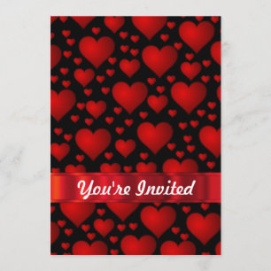 Invitación Modelo rojo del corazón del amor