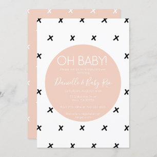 Invitación Modelo rosado blanco X del negro moderno de la