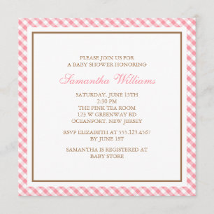 Invitación Modelo rosado elegante Baby Shower de la guinga