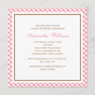 Invitación Modelo rosado elegante Baby Shower de la guinga
