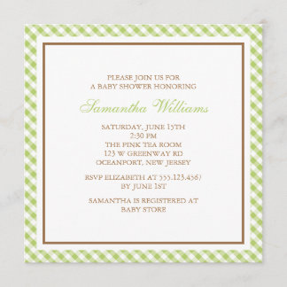 Invitación Modelo verde elegante Baby Shower de la guinga